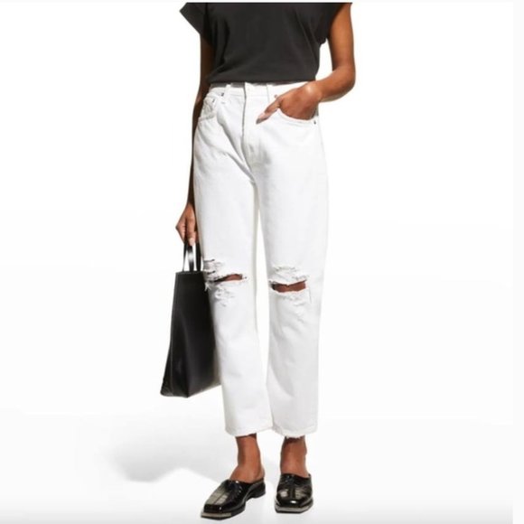 AGOLDE Riley Crop Distressed Jeans in Slant, NWT
